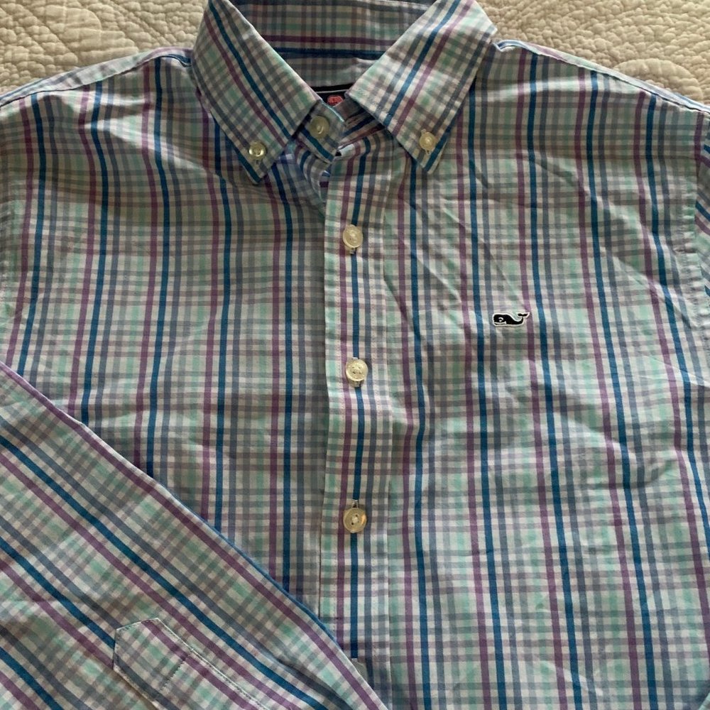 Vineyard Vines Boys L checked button down shirt